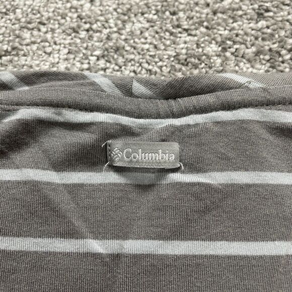 Columbia T Shirt Top Womens Small Gray Striped Pockets Round Neck Short Sleeve - Picture 4 of 12